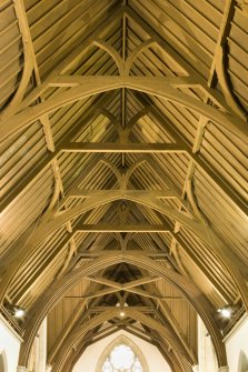 Interior. Timber roof structure over nave.