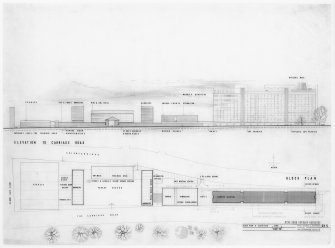 Sketches. 
Block plan and elevation for proposed scheme.