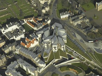 Oblique aerial view centred on the new Parliament building, taken from the SW.