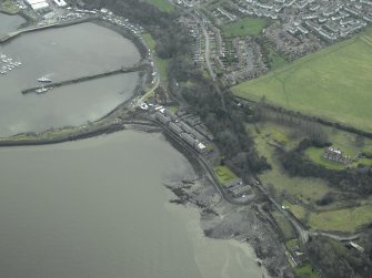Oblique aerial view centred on Port Edgar harbour and former Naval Base, taken from the NW.