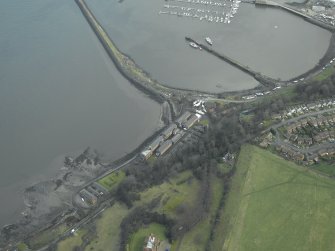 Oblique aerial view centred on Port Edgar harbour and former Naval Base, taken from the SW.