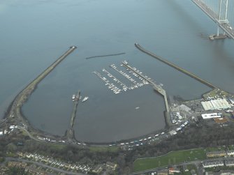 Oblique aerial view centred on Port Edgar harbour and former Naval Base, taken from the S.