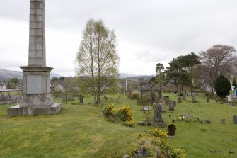 View.  Showing base of the Ewen Maclach;an obelisk from SW.