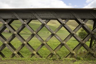 Detail.  Lattice girder on railway bridge over Gala Water N of tunnel from SW.