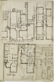 Digital copy of page 4: Engraving of Semple Close, Castlehill. Drawing of Castle Hill. Plan of Lawn Market. Letter to John Sime. 
'MEMORABILIA, JOn. SIME  EDINr.  1840'