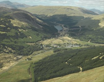 General oblique aerial view looking towards Lochan na Bi centred on the village, taken from the E.