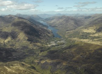 General oblique aerial view looking towards Loch Leven centred on the village, taken from the E.