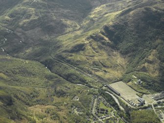 Oblique aerial view centred on the site of the works, taken from the N.