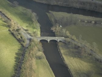 Oblique aerial view centred on the Yair Bridge, taken from the W.