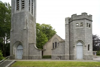 View of remains of original church