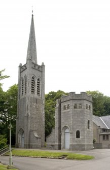 View of remains of original church from SE