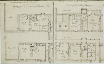 Ink sketch plans of Ground and Second Floors and proposed alterations to these floors of Pittenweem Priory.
'MEMORABILIA, JOn. SIME  EDINr.  1840'