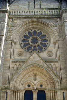 View of W entrance with rose window above