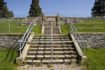 Stone steps in centre of terraces, view from SW