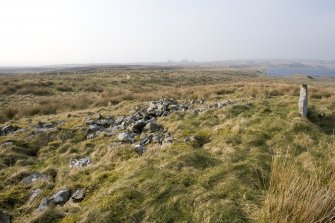 View looking N from the chambered cairn to Achkinloch stone setting (ND14SE 2) .