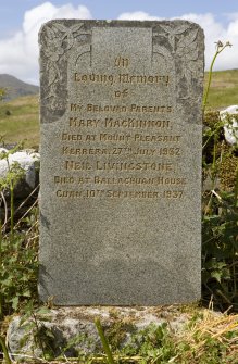 View of gravestone to Mary Mackinnon and Neil Livingstone