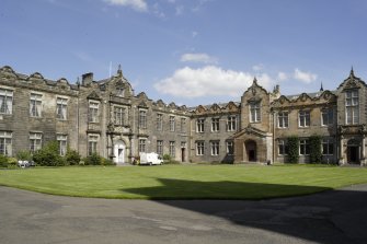 View of College hall buildings in quadrangle from SW, St Salvator's College, St Andrews.