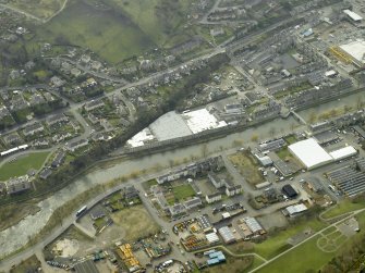 Oblique aerial view centred on Glebe Mills, taken from the NNE.