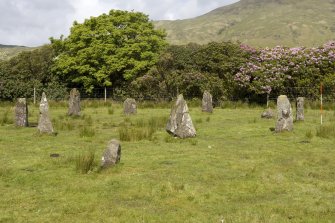 Stone circle, view from SE (with range pole)