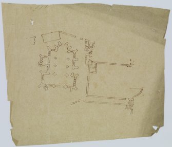 Digital copy of page 6: Ink sketch plan of Trinity College Church on tracing paper (loose) 
'MEMORABILIA, JOn. SIME  EDINr.  1840'