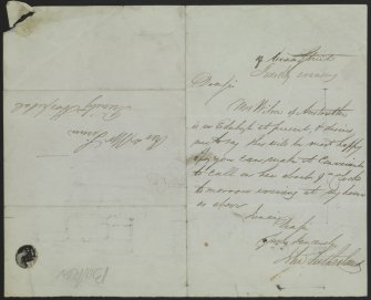 Digital copy of page 12a verso: Letter to Rev Sime. 
'MEMORABILIA, JOn. SIME  EDINr.  1840'