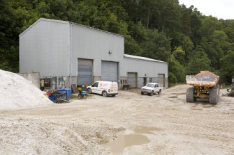 View of workshops and 30 ton dumper truck.