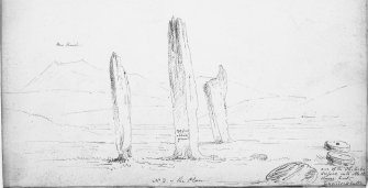 Digital copy of annotated drawing of stone circle from album, page 74 (reverse).