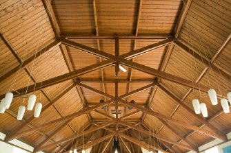 Interior. Scissor truss roof