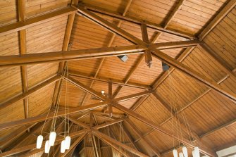 Interior. Scissor truss roof