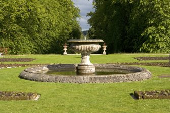 Fountain and terraced gardens, view from NW