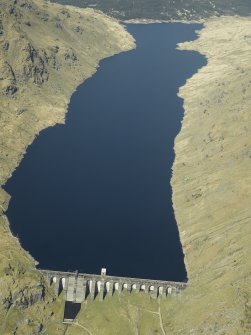 Oblique aerial view of the reservoir and dam, taken from the SE.
