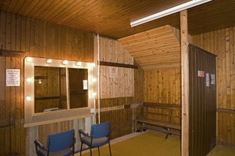 Interior. Under stage area, view of timber lined dressing room