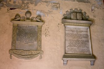 Interior. Detail of monuments in side entrance hall