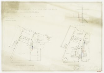 Additions and alterations to 16 Seafield Road for John Twiss.
Basement floor plan, ground floor plan and section.