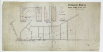 Caledonian Railway Company, former Princes Street Railway Station, Edinburgh.
Inscribed 'Edinburgh Station- Drawing showing railway works under Station Buildings.'
Architects Kinnear and Peddie 1892-1894.
