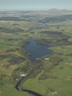 General oblique aerial view centred on the loch with the power station in the middle distance, taken from the SSE.