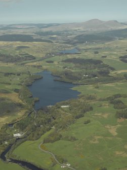 General oblique aerial view centred on the loch with the power station in the middle distance, taken from the SSE.