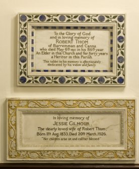 Interior. View of Thom and Gilmour memorial plaques