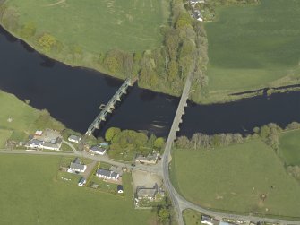 Oblique aerial view centred on the road bridge and barrage, taken from the WSW.