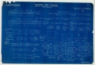 Floor plans showing details of concrete floors.
Ground floor centre block, view from beneath.