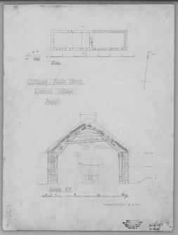 Plan of cruck framed cottage 1":8';  Section 1":2'