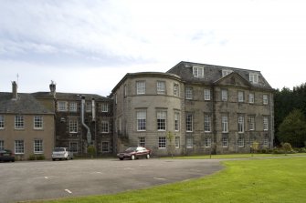 View from W of rear elevation of mai house and David Bryce extension.