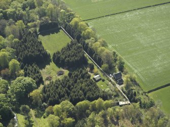 Oblique aerial view centred on the garden walls, taken from the NE.