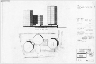 Plan and elevation of alternative proposal development. 
