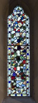 Interior. View of transept stained glass window