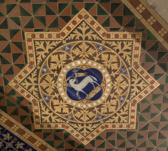 Interior. Detail of chancel minton tiled floor