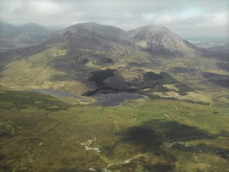 General oblique aerial view of Beinn na Caillich and Beinn Dearg Mhor, taken from the S.