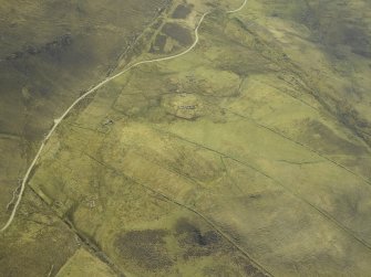 Oblique aerial view centred on the remains of the township, taken from the NNW.