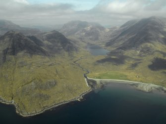 General oblique aerial view looking towards the Cuillins with Blabheinn to the right, taken from the S.