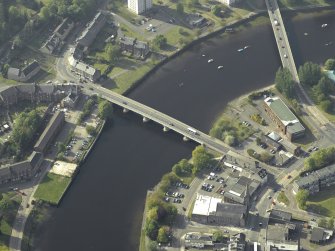 Oblique aerial view of the bridges, taken from the SE.